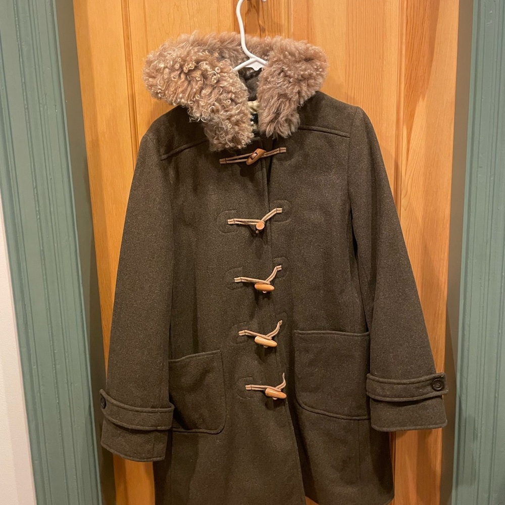 Beautiful JCREW Hooded Wool Toggle Coat SZ 8-10/ Medium
